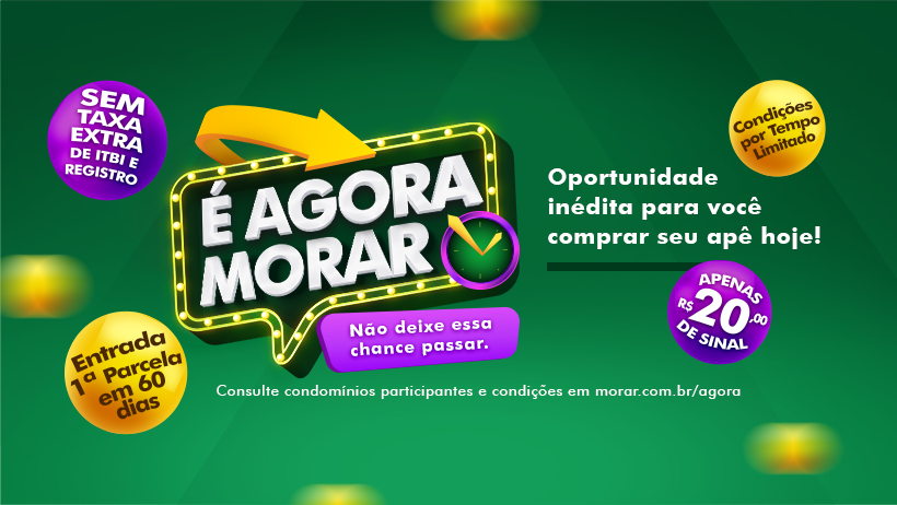 ÚLTIMOS DIAS: Seu novo apê com sinal de R$ 20,00 e a 1ª parcela da entrada só em 60 dias 